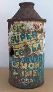 1950s C & C Super Coola Lemon Lime 12oz Cone Top Soda Pop Can.