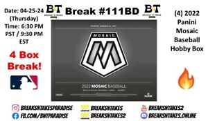 ARIZONA DIAMONDBACKS 2022 Panini Mosaic Baseball Hobby 4 BOX Break #111BD