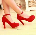 womens ankle strap block heel platform party wedding pumps Shoes All US Size #