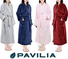 Womens Fleece Robe with Shawl Collar Plush Soft Warm Long Spa Night Bathrobe
