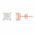 0.5ct Princess Cut Lab Created Diamond 18K Rose Gold Earrings Push back