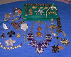 VINTAGE RHINESTONE JEWELRY  LOT FOR  REPAIR or HARVEST SOME SIGNED SOLD AS IS