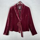 Vintage Moxx Jacket Women 6 Wine Red Velvet Blazer Silk Blend Romantic Goth