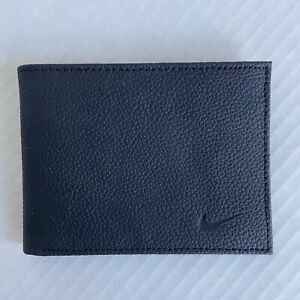 Nike Golf Bi-Fold Leather Wallet Black With Photo Flap Pebbled Leather See Video