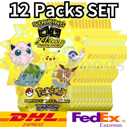 [12Packs SET] Pokemon Popping Candy [30g + 24k Gold Sticker(1 Random Character)]