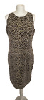 Robbie Bee Leopard Animal Print Silk Sleeveless Shift Dress Size UK 12