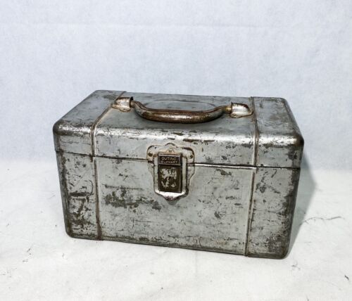 Vintage 1920's Outing Elkhart 12” Compact Steel Cantilevered Fishing Tackle Box