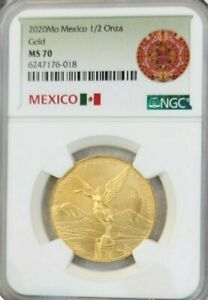 2020 MEXICO 1/2 ONZA GOLD LIBERTAD NGC MS 70 PERFECTION LOW MINTAGE KEY DATE !