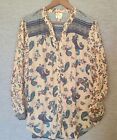 Anthropologie Fig & Flower Blouse Top Womens Extra Large Floral Boho Long Sleeve