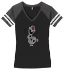 Women's Olaf Frozen T-Shirt Ladies Tee Shirt S-4XL Bling V-Neck