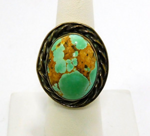 Vintage Sterling Silver Native American Navajo Royston Boulder Turquoise Ring