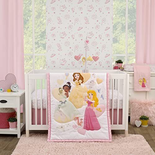 Disney Make A Wish Crib Bedding Set - 3pc Make a Wish Multi Princess Pink