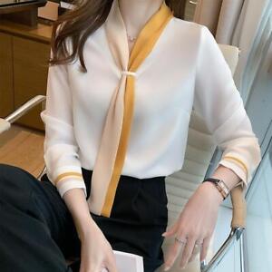 Korean Fashion Women Chiffon Spring Fall Business Career Work Tops Blouse Shirts