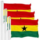 G128 3 Pack: Ghana Ghanaian Flag 3x5 Ft Printed 150D Poly, Indoor/Outdoor