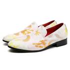 Mens Dress Party Comfort Loafers Pointed Toe Slip on Embroidery Floral Shoes SZ