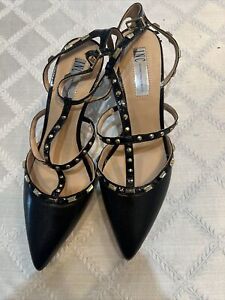 New ListingINC Womens Black Padded Studded Carma Pointed Toe Kitten Heel Pumps Shoes 8.5 M