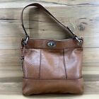 Fossil Maddox Turnlock Top Handle Shoulder Bag Chestnut Pebble Grain Leather