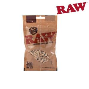 RAW Natural Unrefined Rolling Papers - Slim Cellulose Filters - (1) 200 pc Bag