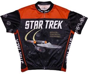 RETRO PDX Star Trek Cycling Jersey Full Zip Enterprise Black Red 3XL