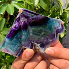 203G Natural beautiful Rainbow Fluorite Crystal Rough stone specimens cure