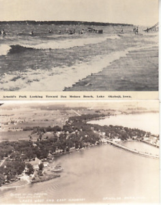 IA - 2 RPPC  & B&W Arnold's Park on Lake Okoboji, Mason City, IOWA