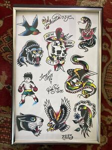 Tony Polito Rich Fie 2013 Original Traditional Tattoo Flash Sheet - Signed