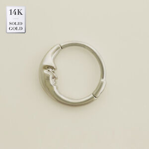 14K Solid Gold Moon Hoop Piercing Cartilage Daith Helix Tragus Conch Rook 18G