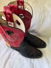 Vintage Olathe men's western cowboy boots black/red/rawhide 12 C