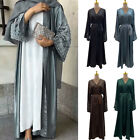 Dubai Open Kimono Cardigan Muslim Women Maxi Dress Abaya Robe Islamic Ramadan