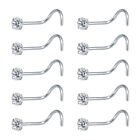 10 Pcs 20G Stainless Steel Nose Studs Set Crystal Nostril Piercing Body Jewelry