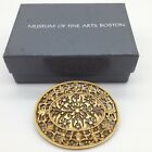 MFA Museum of Fine Arts Lacy Flower Victorian Style Brooch Pin Gold Plated w Box
