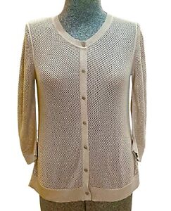 Coldwater Creek Women's Silk & Cotton Mesh Cardigan Sweater Size 10 22 M Gray