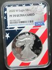 2020-W PROOF AMERICAN EAGLE 1 OUNCE .999 FINE SILVER DOLLAR NGC PF70 ULTRA CAMEO