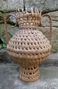 Vintage Basketball in the Taste of Audoux Minet Rotten Pot Vase Amphora 50' Handle