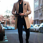 Mens Casual Wool Blend Lapel Collar Slim Fit Fashion Warm Coat Trench Outwear