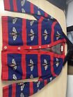 Gucci Cardigan Sweater Long Sleeve Blue Red Bees Size Medium