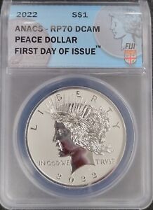 2022 Peace Dollar $1 ANACS Certified RP70 DCAM First Day of Issue