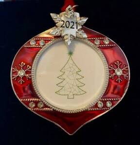 2021 DATED SPARKLING SILVER~RED CHRISTMAS TREE PHOTO FRAME ORNAMENT~NEW
