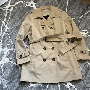 Calvin Klein Belted Trench Coat Removable Hood Wool Blend Lining Women’s L