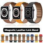 Magnetic Leather Link Loop Strap For Apple Watch Band 44mm 45mm Series 8 7 6 5 4