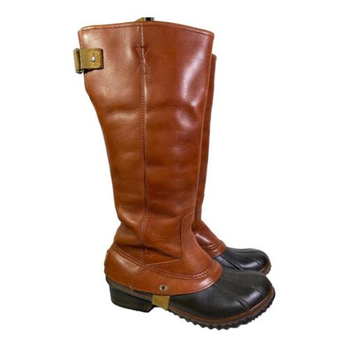 Sorel Slimpack Tall Riding Boot Women size 9.5 Brown Leather