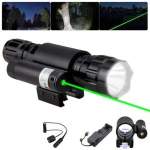 90000Lm Green Laser Sight LED Flashlight Torch Gun Hunting Picatinny Rail Mount