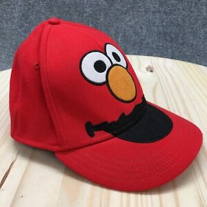 Sesame Street Elmo Face Fitted Cap Hat Mens One Size Red A-Flex Cartoon