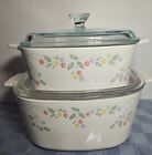 4 Piece Set English Meadow Corning Ware Casserole Dishes Complete 1.5l 3l & Lids