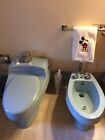 San Raphael Kohler Toilet & Bidet Blue Matched Set