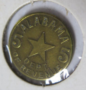 Vintage Alabama 5 Cents Department of Revenue Sales Tax Star Token