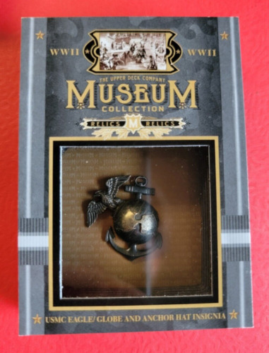 WWII WORLD WAR 2 USMC EAGLE GLOBE & ANCHOR HAT INSIGNIA RELIC CARD MUSEUM