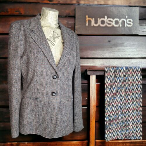 Vintage Hudsons Jacket Blazer Womens 14 Multicolor Tweed 2 Button Wool