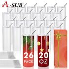 26PK 20oz A-SUB Sublimation Tumbler Blank White Skinny Stainless Steel Insulated