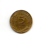 1968 FRANCE 5 CENTIMES REPUBLIQUE FRANCAISE CIRCULATED COIN #FC1977 FREE S&H TOO
